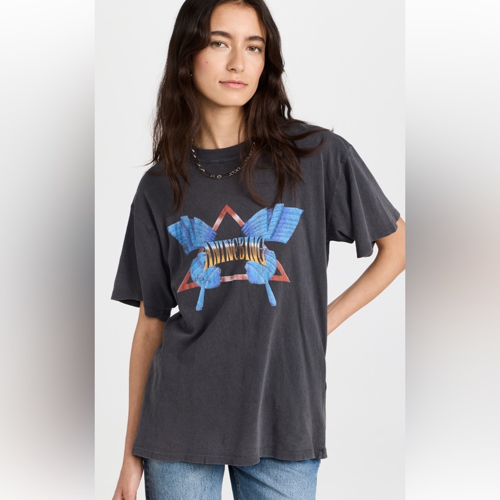 Anine Bing Lili Butterfly Graphic Tee in Washed Black